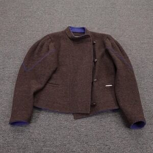 Geiger Jacket Womens 36 Brown Boiled Wool Tyrol Button Front Short Austria